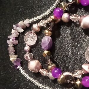 Glass and natural stone bracelets 2 expanding 1 lobster clasp 8.0 + 2